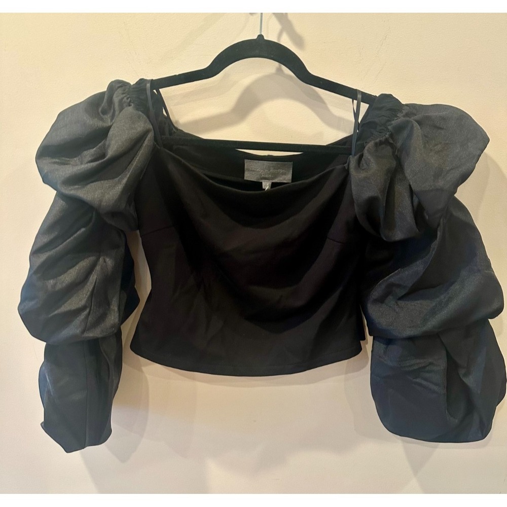 Anthropologie Sundays in Brooklyn NWT Tiered‎ Off The Shoulder Top Blk Sz SP $98